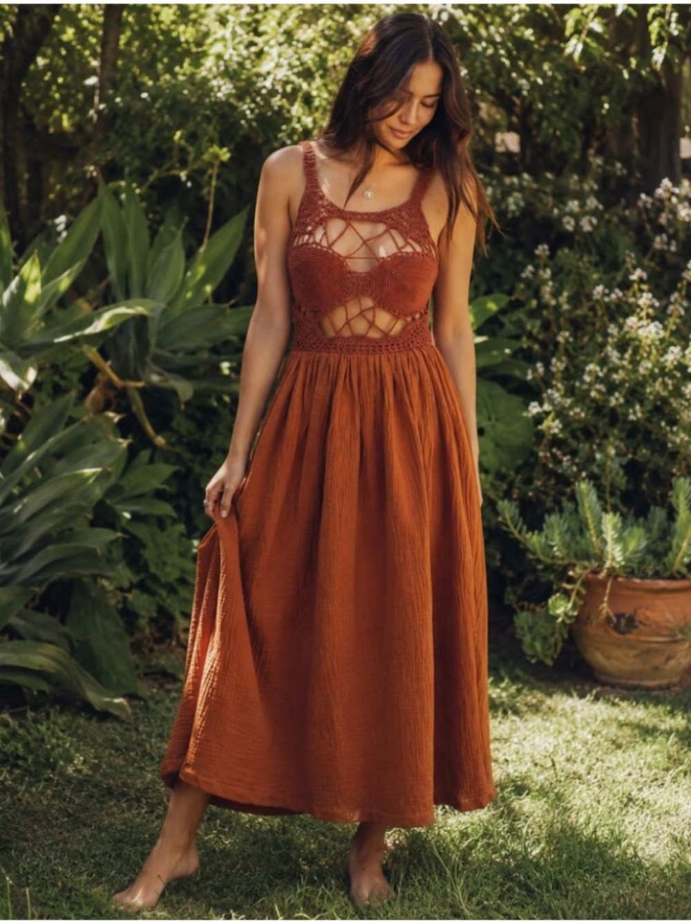 Anthropologie 'Tach' Maxi Dress- NWT; XS *Crochet Festival Vacation Boho*